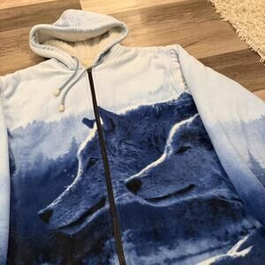 black canyon outfitters Sherpa AOP wolf fleece hoodie L 00s